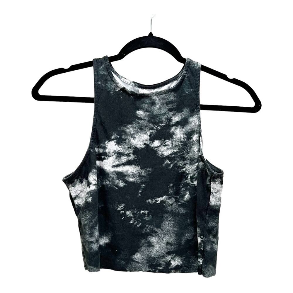 No Boundaries Black Tie Dye Croppd Tank Top Size Small